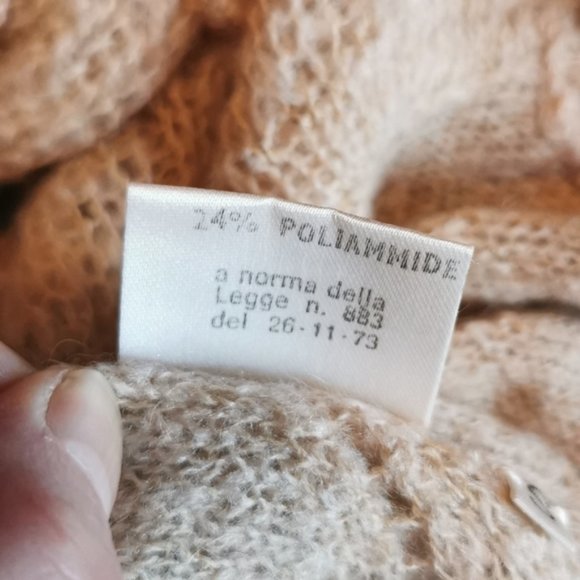 Vintage 70s Short Sleeve Light Weight Heathered Camel Cardigan Sweater S - Picture 8 of 8